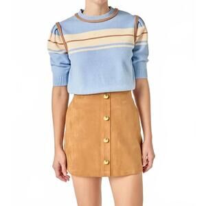 NEW 2.7 AUGUST APPAREL jessica sweater top in blue